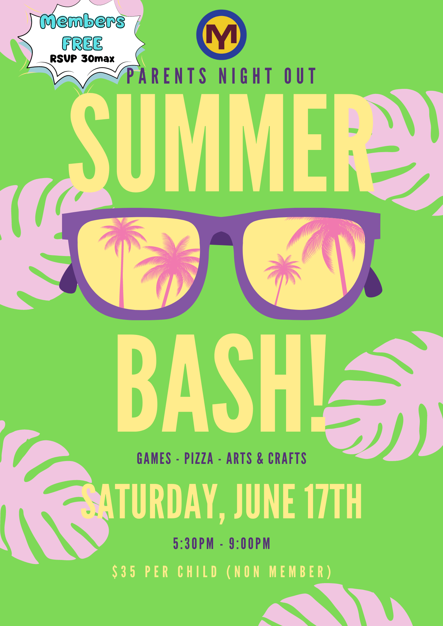 Parents Night Out Summer Bash flyer