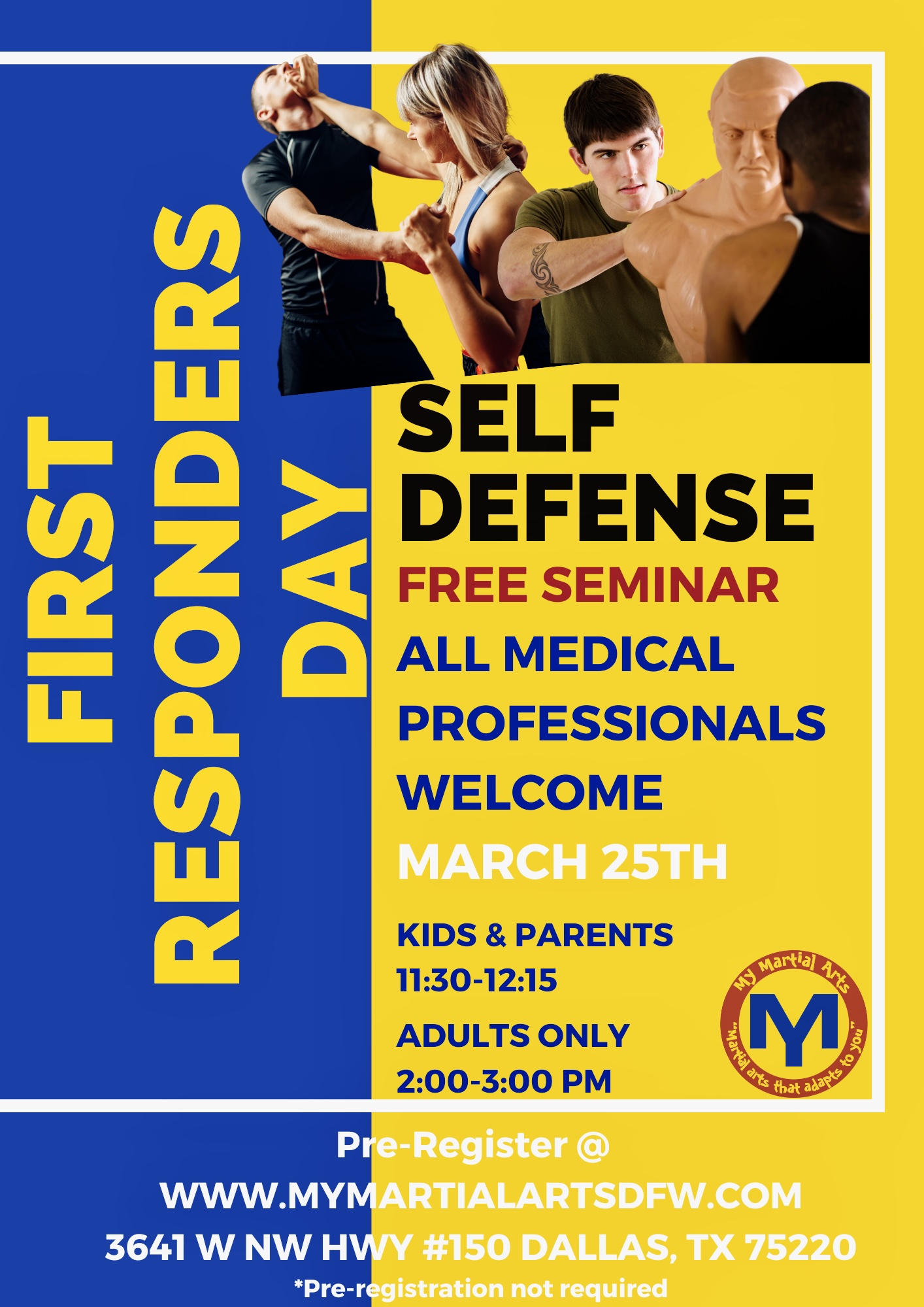 First Responders Day self defense seminar flyer for March 25