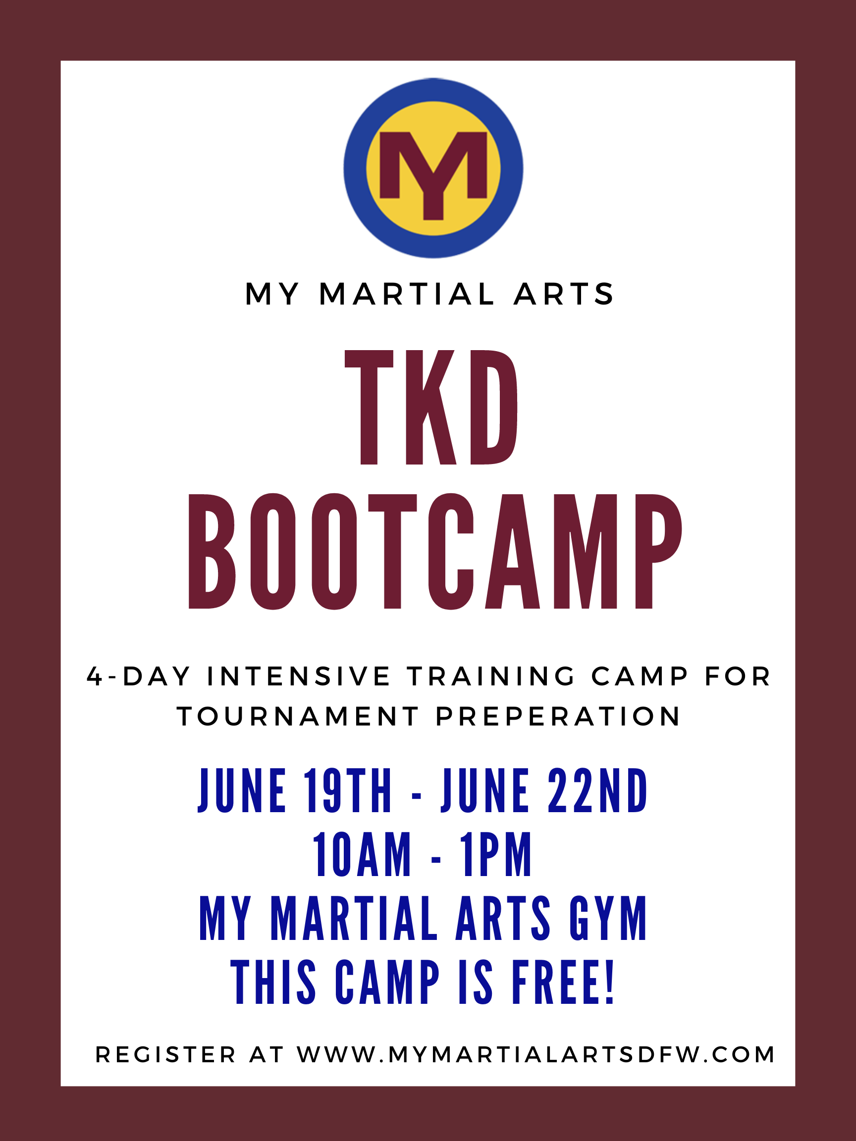 My Martial Arts TKD bootcamp flyer